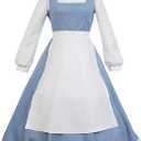 Women Costume Dress Cosplay Maid Outfit Princess Gown Suit Halloween Party Dress Up (XL, Blue)