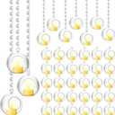Booson 100 Pcs Hanging Candle Holder Glass Globes Orbs with Crystal Acrylic Gems Bead Garland Tea Lights Candles Holder for Wedding Party Tree Decor