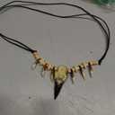 L'VOW Viking Raven Skull Necklace Bone Tooth Pagan Necklace for Men Women Halloween Savage Barbarian Cosplay