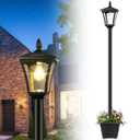 Derynome 72" Solar Outdoor Light with Planter,Waterproof Solar Post Lamp Ligts, Garden Lights for Backyard, Pathway, Patio,Lawn, Driveway Decor