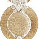 Dahey Macrame Hat Hangers Hat Rack for Wall Cowboy Hat Organizer Hanging Display Hand Weaving Bobo Hat Holder Westen Decor for Wide Brim Hats Bowler Fedora Hats, 5 Hats Style (Off White)