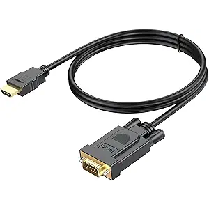 HDMI to VGA Cable 3FT, Computer HDMI to VGA Monitor Cord (Male to Male) Compatible for Raspberry Pi, Roku, Computer, Desktop, Laptop, PC, Monitor, Projector, HDTV and More-NOT Bidirectional