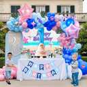 Happy Birthday Banner 40 Inch Balloon Number Pastel Pink and Blue Balloons (Sti01)