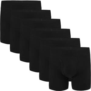 INNERSY Boys' Underwear Bamboo Viscose Boxer Briefs Breathable Boxer Shorts Aged 6-18 6-Pack (Large, Solid Black)