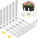 LukLoy Window Planter Box Brackets, 6 Pack Adjustable Heavy Duty Wall Mount Window Flower Boxes Outdoor with Bracket (6 to 12 in), with 70lbs Capacity, White