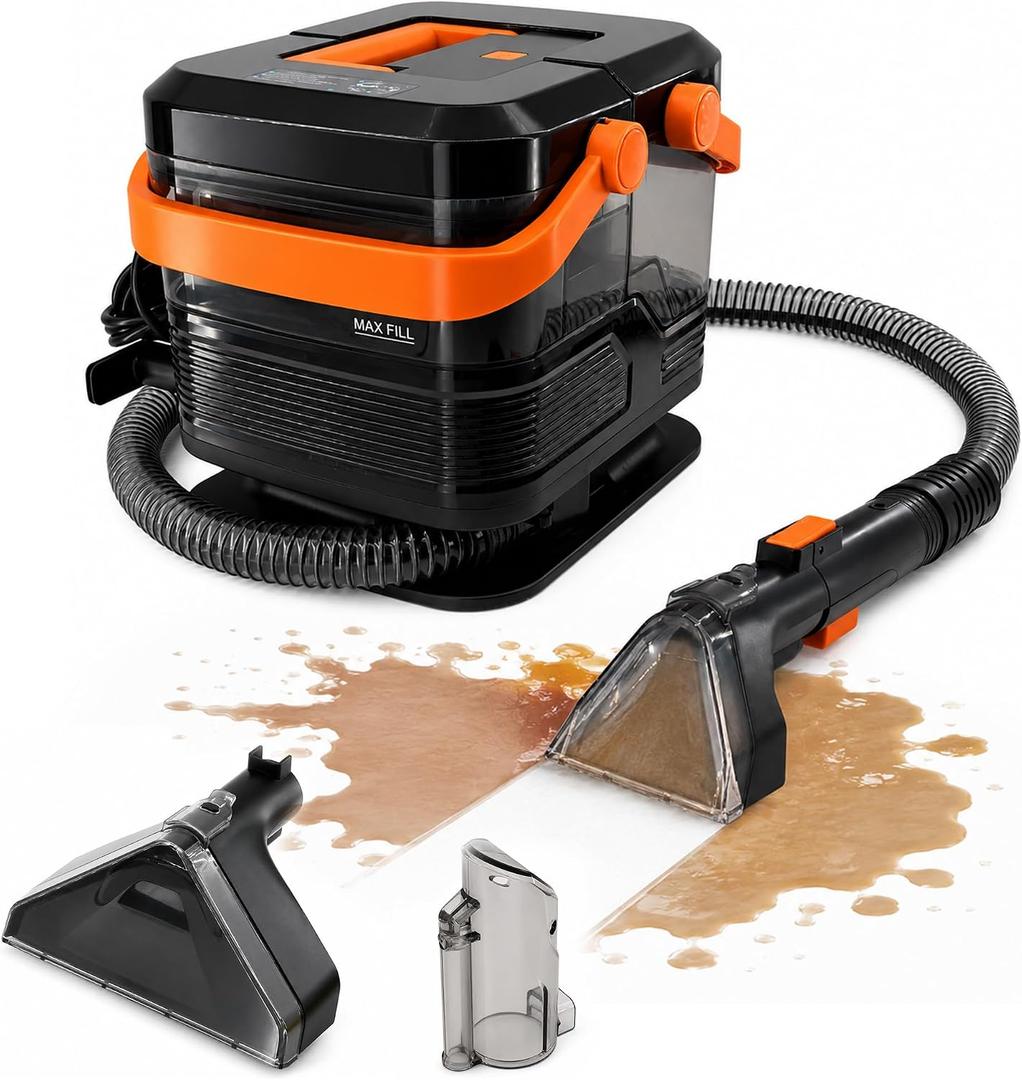 Steam Carpet cleaner & Upholstery cleaner machine with 2.2L+1L Dual Tank – 600W/19KPa power Suction, Spot Cleaner for Rugs, couch,Pet Odors, Heated Water & Accessories, Ideal for Labor Day.