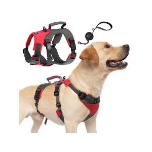 PUPTECK No Pull Dog Harness for Large, Adjustable Reflective Dog Harness with Handle Easy Control, Comfortable Soft Padded Pet Vest Harness for Large Dogs, Orange L