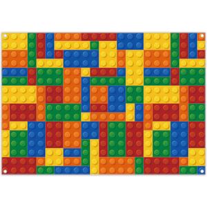 ZTHMOE 84x60inch Building Blocks Theme Backdrop Colored Bricks Photography Background Birthday Party Decorations Cake Table Banner Photo Booth Props