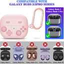 OneNine Compatible with Samsung Galaxy Buds 3 Pro Case, Silicone Case for Samsung Galaxy Buds 3/3 Pro, Wireless Bluetooth Headphones Protective Case with Keychain, Headphone Accessories (Pink)
