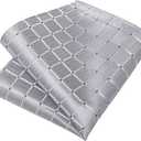 DiBanGu Mens Silk Necktie Solid Color Tie and Pocket Square Cufflink Tie Clip Set Woven Plain Ties for Men Wedding Party (Gray)