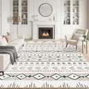 8x10 Area Rugs Living Room Rug: Washable Rug Neutral Large Soft Thin Carpet Indoor Floor Non Slip Boho Geometric Moroccan Carpets for Bedroom Dining Room Farmhouse Nursery Office - Brown Green