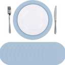 SHACOS 100 PCS Round Paper Placemats 13 inch Disposable Paper Place Mats for Dinner Wedding Birthday Party Festival Table Decoration Indoor Outdoor, Dusty Blue