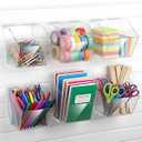 Remerry 6 Pcs Slatwall Bins, 7.1 x 7.1 x 7.1 Inch Clear Acrylic Storage Bins Mount Hanging Slatwall Organizer Container Accessory for Workshop Office Craft Garage Tool Storage Room Panel (Clear)