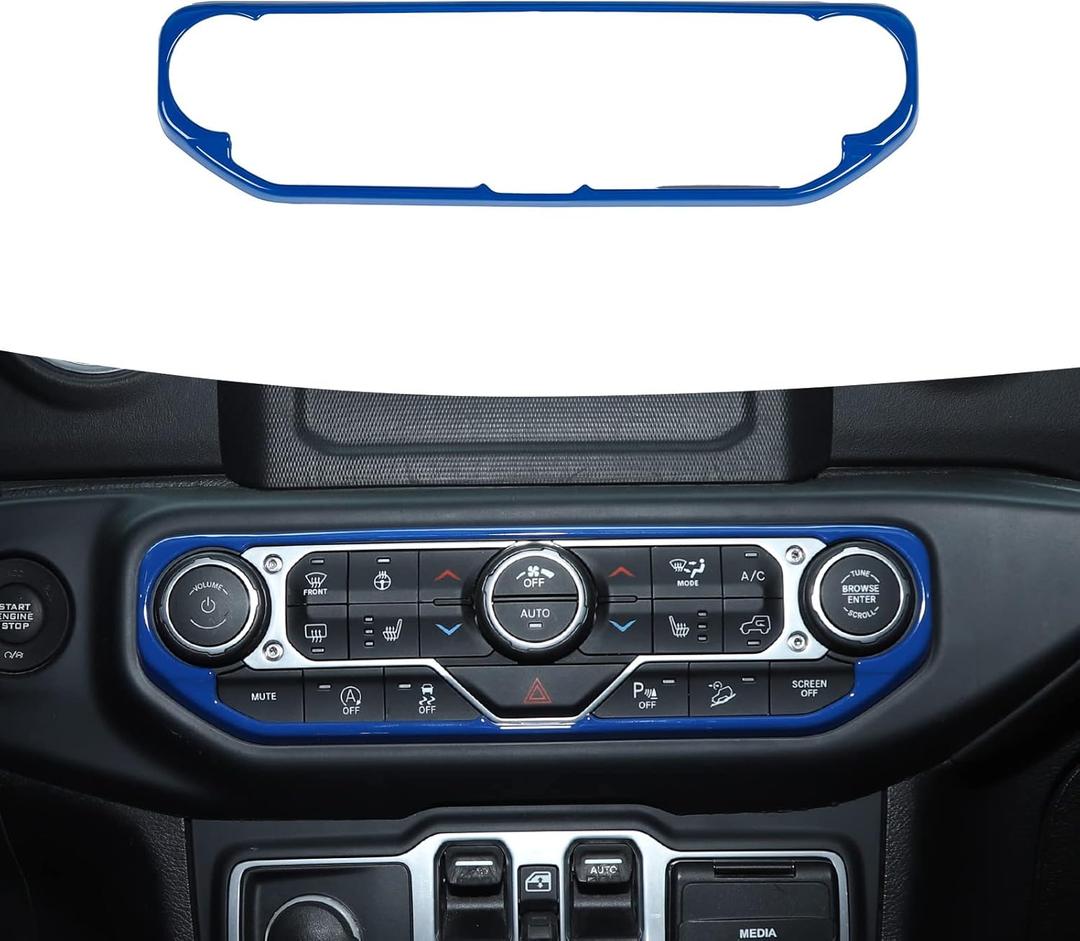 RT-TCZ Air Conditioning Dashboard Center Console Control Trim Panel Cover Interior Accessories Decoration Trim Kit for 2018-2022 Jeep Wrangler JL JLU & Jeep Gladiator JT (Blue)