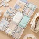 3 Pack Large Clear Hard Shell Zipper Case, Diaper Bag Organizer Pouches, Water-Resistant Travel Toiletry Bags for Baby Essentials, Toys, Cables, Crafts, Makeup, White