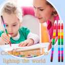 24 Stackable Crayons, Buildable DIY Crayons for Classroom & Office, Rainbow Colors