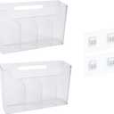 2 Pack Kitchen Wrap Organizer Clear Wall Mounted Bathroom Organizers and Storage Bins for Narrow Space, BPA Free Perfect for Food Storage, Silver Foil, Wax Paper, Sandwich Bags, Plastic Wrap-Mounts