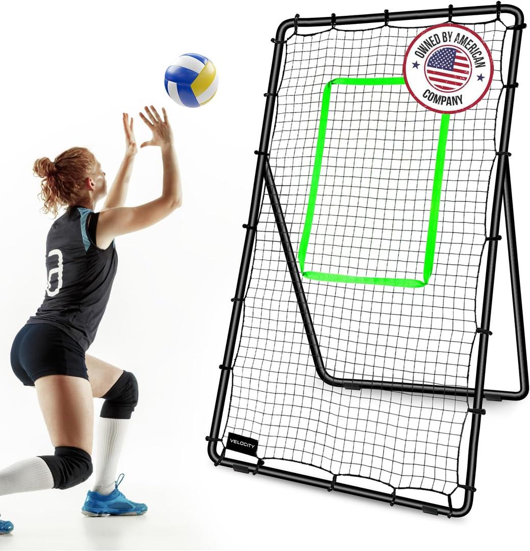 VELOCITY Adjustable Volleyball Rebounder Net, 7x4 ft, Training Equipment with Angle Customization, Durable & Portable with Travel Bag, Improve Volleying, Bumping, Spiking Skills