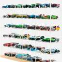 Premium Toy Cars Display Case with Sliding Door, Acrylic and Solid Wood Toy Cars Storage and Organizer  Holds Up to 48 Toy Cars, Easy Assembly Toy Cars Display for Collectors (Transparent)