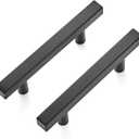 Ravinte 30 Pack 5 inch Square Cabinet Pulls Matte Black Stainless Steel Kitchen Drawer Pulls Cabinet Handles 5Length, 3 Hole Center