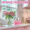 Patelai Pink Bow Wood Flatware Silverware Caddy for Countertop Small Decorative Christmas Utensil Holder Kitchen Counter with 3 Compartment Farmhouse Knife Spoon and Fork Holder for Party Kitchen