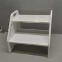 AMBIRD Wooden Two Step Stools Toddler with Safety Non-Slip Pads and Handles, Bamboo Step Stool for Bathroom, Bedroom, Kitchen Dual Height Step Stools for Kids (White) (13.2'' H)