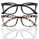 Gaoye Stylish Blue Light Glasses for Woman - Computer Glasses 99% Blue Light Blocking - Lightweight TR90 Frames - 3 pack