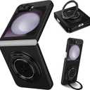 Magnetic Case for Samsung Galaxy Z Flip 6, [Compatible with MagSafe] Military Grade Shockproof Slim fit Samsung Z Flip 6 Phone Case with Magnetic Ring Kickstand, Black