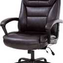 Office Chair Big and Tall 500lbs Ergonomic Computer Chair High Back PU Leather Wide Seat Desk Chair with Lumbar Support Arms Executive Task Chair for Hone Office,Brown