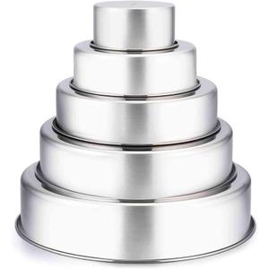 TeamFar Cake Pan, 4 - 6 - 8 - 9 - 11, Stainless Steel Round Baking Tier Cake Pans Set, Healthy & Heavy Duty, Mirror Finish & Dishwasher Safe - Set of 5