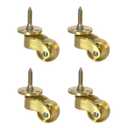 Antique Solid Brass Caster with 25mm Wheel,360 Swivel Castor,Moving Caster Wheels,Vintage Castors for Furniture,Polished Brass,Screw Style Fitting,150kg Load Capacity,Set of 4