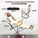 Reclining Camping Chair 4-Position Adjustable, Lightweight Folding Lounge Beach Chair for Adults with Removable Footrest & Headrest, Cup Holder & Storage Pouch for Outdoor(330lbs Capacity), Beige, 62 inches x 32 inches x 29.5 inches