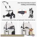 T3 Pro 3-in-1 Pet Stroller for Small Dogs & Cats Foldable, Lightweight with Detachable Carrier, 180 Canopy & Cup Holder (Beige)
