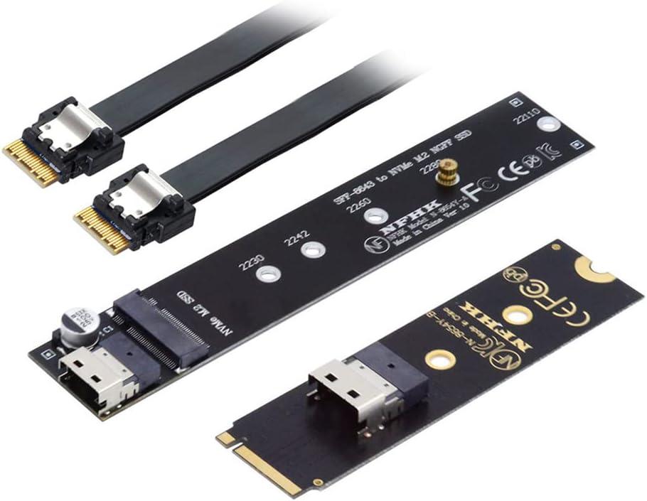NFHK NGFF M-Key NVME Male to Female Extension Cable 40cm with SFF-8654 Connector for Mainboard SSD 2280/22110