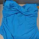 SHAPELLX Tummy Control Swimsuits Women V Neck One Piece Bathing Suit Ruched Push Up Slimming Swimwear Built-in Bra (Blue, L)