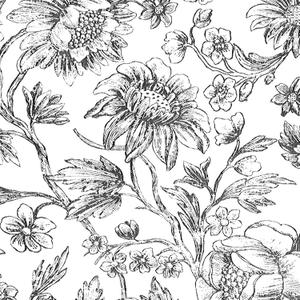 Cohoo Home Black and White Floral Wallpaper Peel and Stick 17.3inW 393inL Contact Paper for Cabinets and Drawers Sunflower Floral Contact Paper Self-Adhesive Removable Wallpaper Bedroom Accent