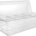 Mikinona Portable Salad Storage Container Divided Compartments for Outdoor Parties Keep Fruits Snacks and Condiments Fresh Ice Chilled Lid for Easy Serving (Transparent)