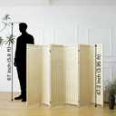 Furnnylane 6 Panel Short Room Divider Screen,Beige Freestanding Partition,Small Bamboo Panel Divider for Room Seperation,3.95 FT Tall