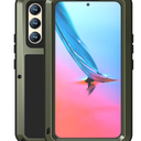 LOVE MEI Military Rugged Case for Samsung Galaxy S22, with Tempered Glass Screen Protector, Shockproof Dustproof Scratch Proof Hybrid Metal and Silicone Gel Heavy Duty Full Body Cover Green
