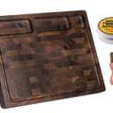 THETCHRY Walnut Cutting Boards For Kitchen, End Grain Wooden Cutting Board with Handle, Chopping Board Double Sided Charcuterie Boards For Meal Prep & Serving with Gift BoxBlack Walnut17X13 X1