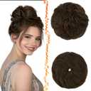 BARSDAR 2 PCS Brown Messy Bun Hair Pieces - Elastic Chocolate Brown Messy Bun Scrunchies for Women - Synthetic Thick Fluffy Donut Updo Brunette Chignons Hairpieces Hair Extensions Daily