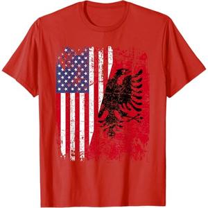 ALBANIAN ROOTS | Red Eagle | ALBANIA American Flag T-Shirt Small