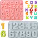 2 Pcs Silicone Alphabet Mold, Silicone Letter Molds, Food-Grade Chocolate Letter Molds, Number Mold for Baking, Crafts, Cake Decorating, DIY Candy Making, Cupcake Mousse Dessert Gummy Soap