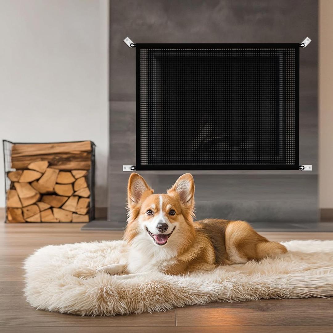 Fireplace Screen Safe Mesh Gate: Child Proof Barrier Guard Living Room Fire Place Cover for Toddler Baby and Pets(29"x38")