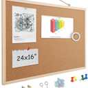 16x24 Cork Boards for Walls with Solid Wood Frame, Double Sided Small Cork Bulletin Board for Office & Home, Decorative Hanging Pin Notice Board, 1 Pack