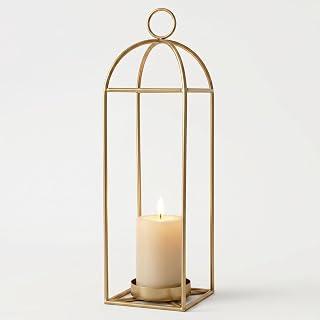 22.2" Outdoor Decorative Lanterns, Metal Candle Lanterns, Farmhouse Lantern Decor, Antique Gold Iron Lantern Candle Holders for Fireplace Mantel, Table Centerpiece,Home Decor