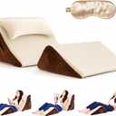 4pcs Orthopedic Bed Wedge Pillow Set for After Surgery, Adjustable Cooling Wedge Pillows for Back Support, Leg Elevation & Acid Reflux, Ergonomic Sit Up Pillow, Espresso/Ivory, 4 Piece Set