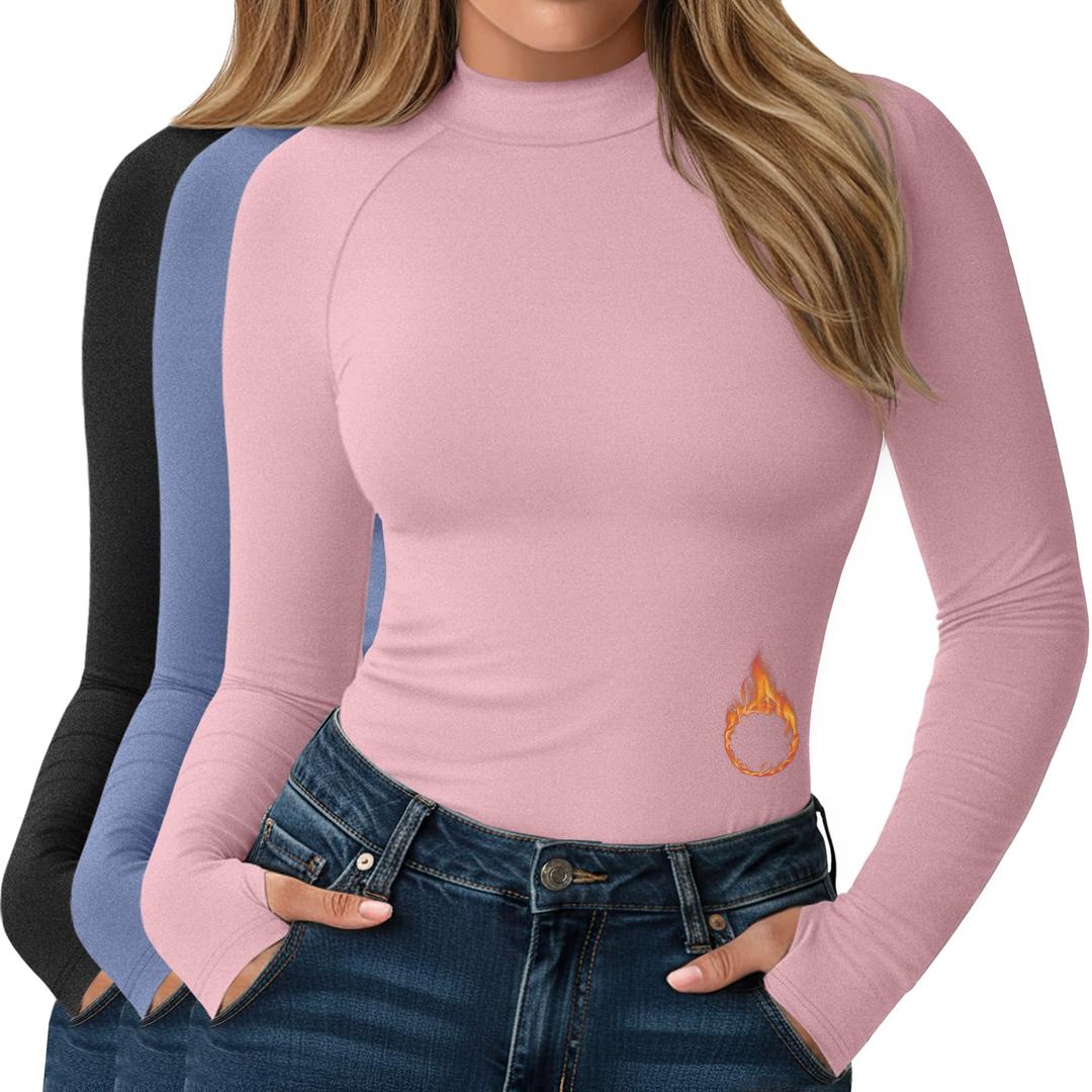 Velvelhall 3 Pack Women's Plus Size Thermal Shirts, 3-Color, 4X-Large (XXXL)