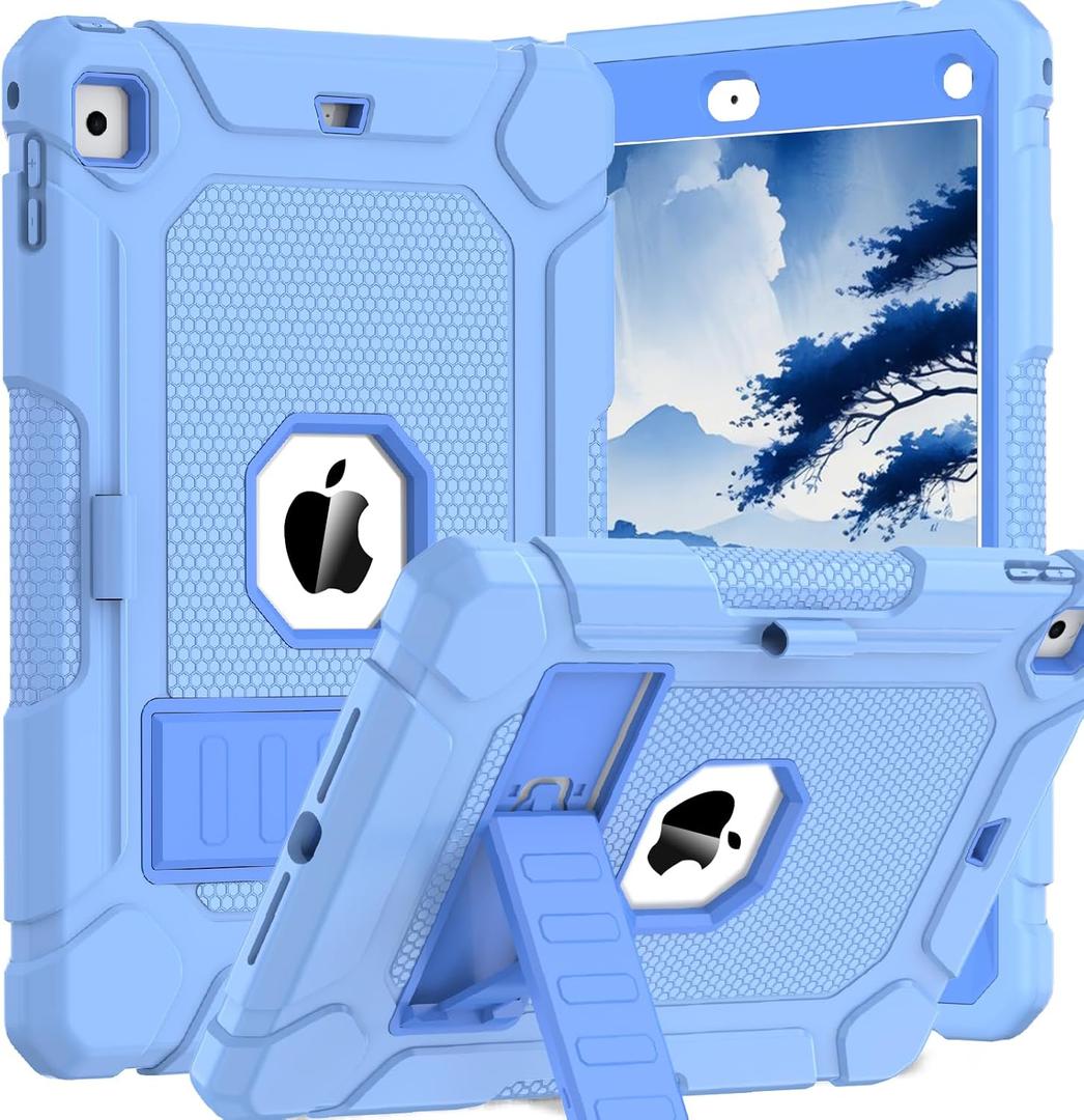 BMOUO Case for iPad 6th 5th Generation (9.7 inch, 2018/2017), Shockproof Protective iPad 9.7 Case with Built-in Stand/Pencil Holder for iPad 6th/5th Gen, Air 2, Blue
