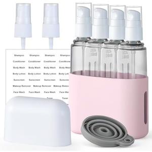 3oz Travel Bottles for Toiletries, 4 Pack Tsa Approved Portable Travel Size Containers for Shampoo Liquid With Labels, Leak Proof Refillable Containers Dispenser Set - Pink